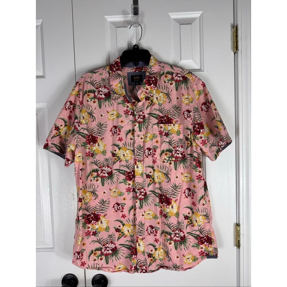 Lee Mens Floral Button Front Shirt Size XL